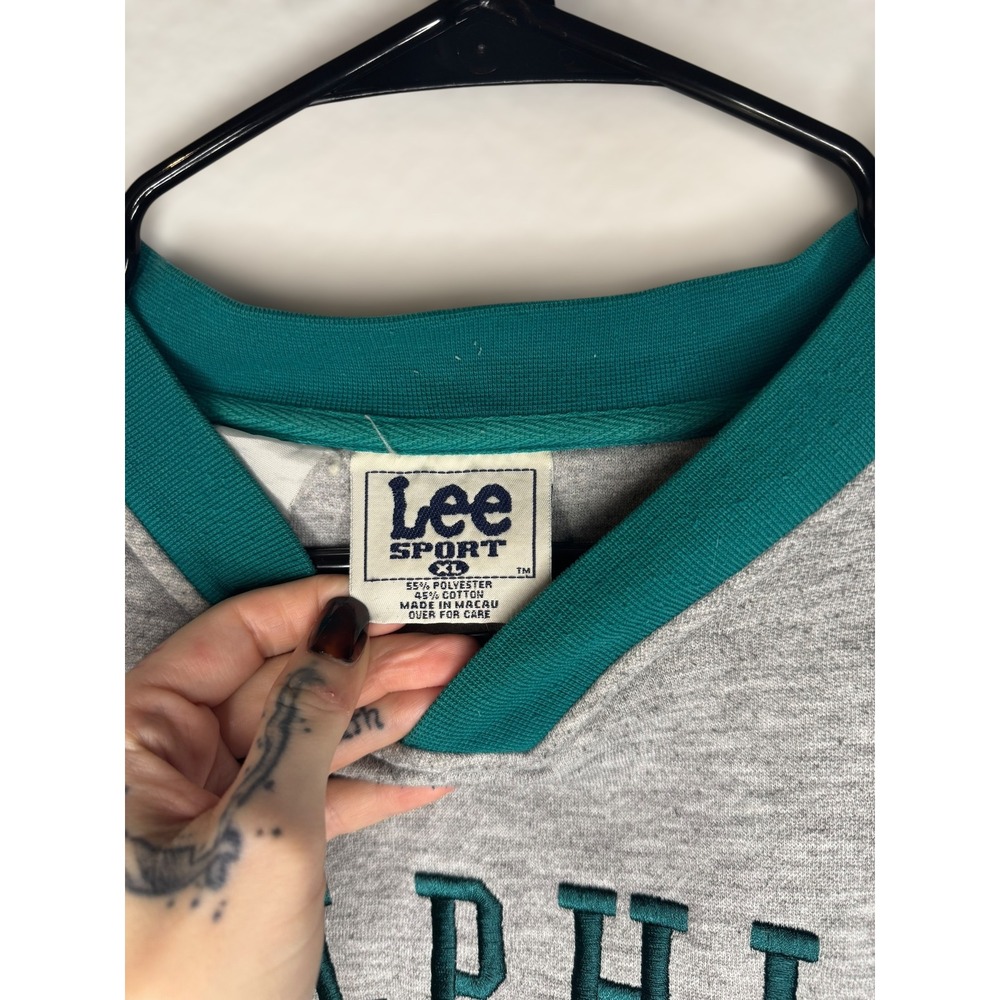 Vintage Lee Sport Miami Dolphins NFL V Neck Gray Green Sweatshirt Men's XL - Picture 4 of 5